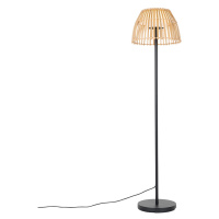 Venkovská stojací lampa černá s bambusem včetně LED - Kaiser