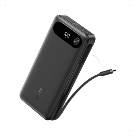 Anker Power Bank 20K, 87W, Built-In USB-C Cable, Black