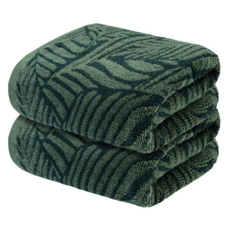 LIVARNO home Froté ručník, 50 x 100 cm, 450 g/m2, 2 kusy (tmavě zelená)