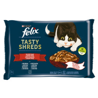 Felix Tasty Shreds lahodný výběr ve šťávě - s hovězím a kuřetem 4 x 80 g