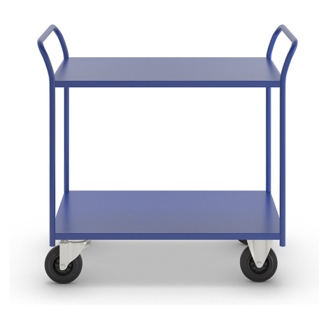 Kongamek Stolový vozík KM41, 2 etáže, d x š x v 1070 x 550 x 1000 mm, modrá, 2 otočná a 2 pevná 