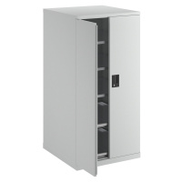 LISTA Zásuvková skříň s otočnými dveřmi, výška 1450 mm, 5 polic, nosnost 200 kg, světle šedá