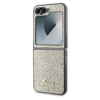 Zadní kryt Guess PC/TPU Glitter Flakes Metal Logo pro Samsung Galaxy Z Flip6, zlatá