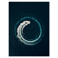 Umělecká fotografie Aerial view of a motorboat circling, Abstract Aerial Art, (30 x 40 cm)