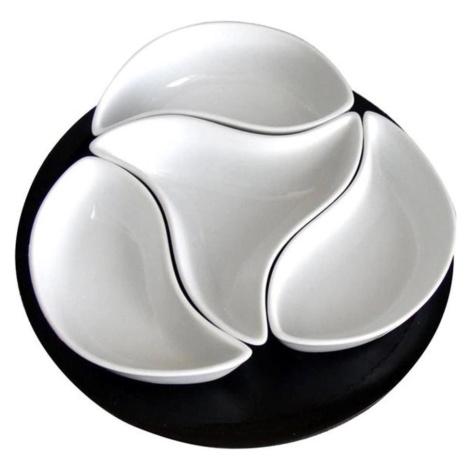 UTC Sada misek s podnosem TORO 4 ks keramika/dřevo 590047