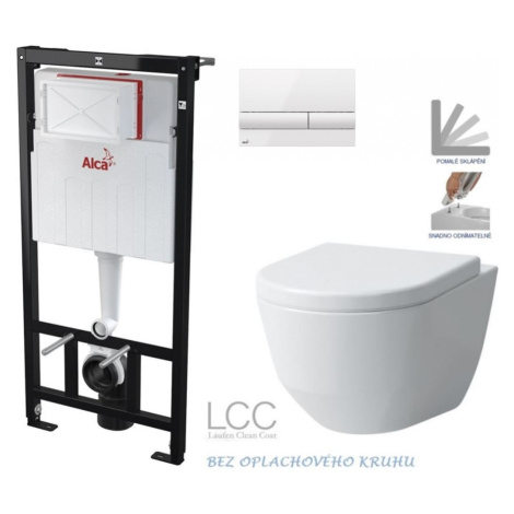 ALCADRAIN Sádromodul předstěnový instalační systém s bílým tlačítkem M1710 + WC LAUFEN PRO LCC R AKCE/SET/ALCA