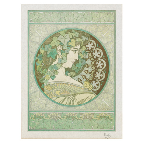 Obrazová reprodukce Green Garden Ivy (Vintage Art Nouveau) - Alfons Mucha, (30 x 40 cm)