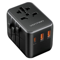 Vention 3-Port USB (C + A + A) Universal Travel Adapter (20W/18W/18W) Black