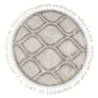 Koberec Berber 7063 3D kruh světle šedý