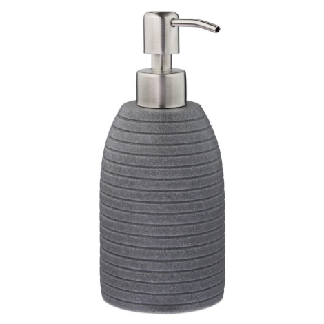 Relaxdays DÁVKOVAČ na mýdlo Šedý polyresin vroubkovaný nerezová pumpička 300 ml