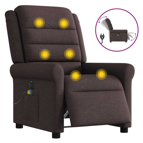 vidaXL Elektrické masážní polohovací křeslo tmavě hnědé textil