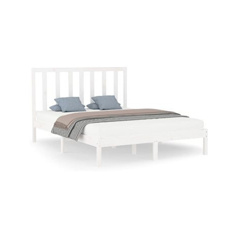 Rám postele bílý masivní dřevo 140 × 200 cm, 3106769 SHUMEE