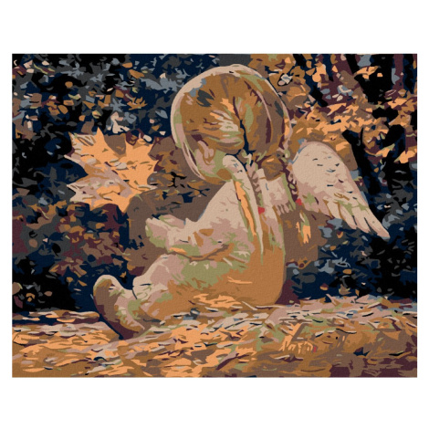 Malování podle čísel - ANDÍLEK S CULÍKY A JAVOROVÝM LÍSTKEM Rozměr: 80x100 cm, Rámování: vypnuté