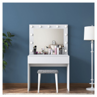 Kalune Design Minimalistický toaletní stolek Alisson III s LED zrcadlem a taburetem bílý