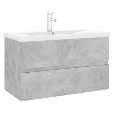 vidaXL Skříňka se zápustným umyvadlem betonově šedá kompozitní dřevo