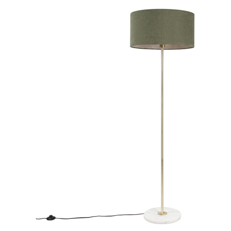 Stojací lampa mosaz szeleným stínítkem 50 cm - Kaso QAZQA