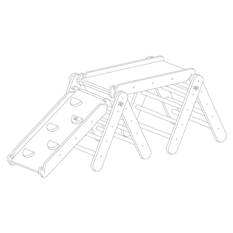 MeowBaby Dětský dřevěný set se skluzavkou/lezeckou stěnou Pikler: bílý Varianta: 2x Pikler + 2 s