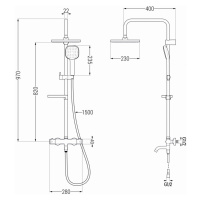 MEXEN/S KX33 vanový sloup s termostatickou baterií, černá 779003391-70