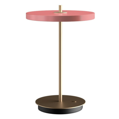 Růžová LED stmívatelná stolní lampa s kovovým stínidlem (výška 31 cm) Asteria Move – UMAGE