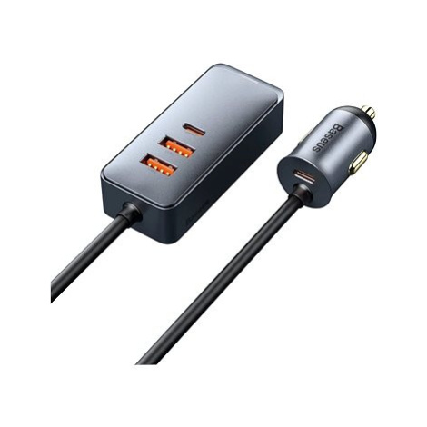 Baseus multi-port Fast charging car charger with extension cord 120W 2U+2C Gray