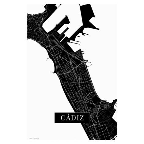 Mapa Cadiz black, 26.7x40 cm