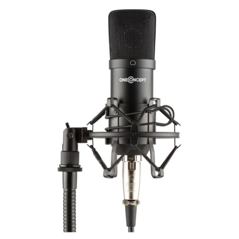 OneConcept Mic-700, černý, studiový mikrofon, Ø 34 mm, univerzální, pavouk, ochrana před větrem,