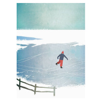 Ilustrace Illustration of man ice skating on frozen lake, Malte Mueller, 26.7 × 40 cm