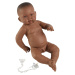 Llorens 45003 NEW BORN CHLAPEČEK - realistická panenka miminko černé rasy s celovinylovým tělem 