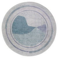 Pratelný kulatý koberec v modro-krémové barvě ø 80 cm Yuvarlak – Vitaus