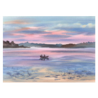 Ilustrace A lake in the evening light, Eglelip, 40 × 30 cm