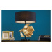 Estila Designová art deco stolní lampa Sidoria se zlatou podstavou ve tvaru ryby a černým stínít