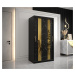 Šatní skříň Abi Golden Pole Barva korpusu: Černá, Rozměry: 100 cm, Dveře: Černý Marmur + zlaté z