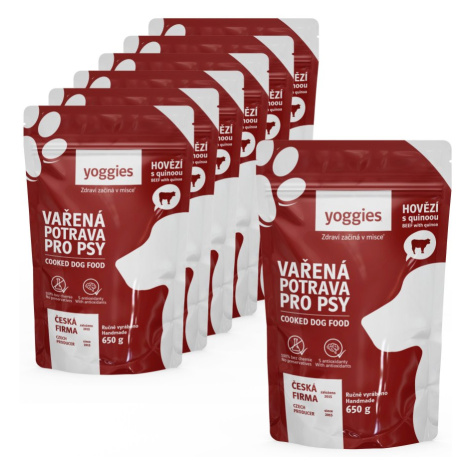 6+1 zdarma (7x650g) Yoggies Vařená potrava pro psy – hovězí maso s quinoou a kloubní výživou