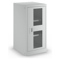 LISTA Skříň s otočnými dveřmi, 2 police, šířka 500 mm, s prosklenými dveřmi, světlá šedá