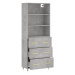 vidaXL Skříň highboard betonově šedá 69,5x34x180 cm kompozitní dřevo