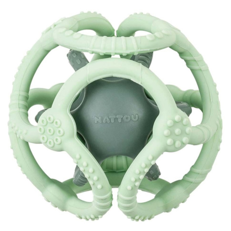 Nattou Kousátko silikonové míč 2v1 bez BPA 10 cm mint