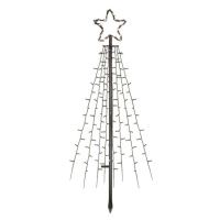 LED vánoční strom kovový, 180 cm, venkovní i vnitřní, studená bílá, časovač