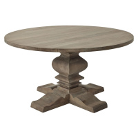 Estila Venkovský kulatý jídelní stůl Fratemporain z masivního dřeva s hnědošedou matnou povrchov