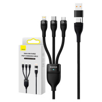 Baseus Kabel USB 3v1 Baseus Flash Series 2, USB-C + micro USB + Lightning, 100 W, 1,2 m (černý)
