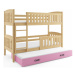 Dětská patrová postel KUBUS s výsuvnou postelí 90x200 cm - borovice Modrá
