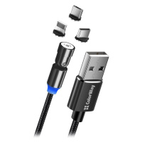 Colorway Nabíjecí Kabel 3v1 Lightning+MicroUSB+USB-C/ Magnetic/ 2.4A/ Nylon/ Magnetic Rotation 5