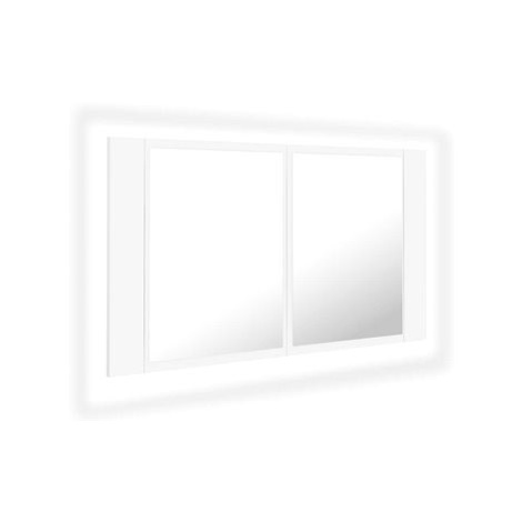 Shumee LED Koupelnová skřínka se zrcadlem - bílá, 80 × 12 × 45 cm