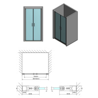 POLYSAN ZOOM LINE sprchové dveře dvojkřídlé 900mm, čiré sklo ZL1790