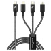 RhinoTech nabíjecí a datový kabel 3v1 USB-C (MicroUSB + Lightning + USB-C) 40W 1,2m černá Černá