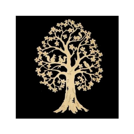 AMADEA Dřevěná dekorace strom s veverkami, výška 27 cm