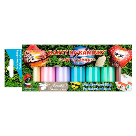 Barvy na kamínky akrylové lesk, perleť, 7 x 15 g