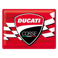 Plechová cedule Ducati Corse - Logo Racing Flag, 30 x 40 cm