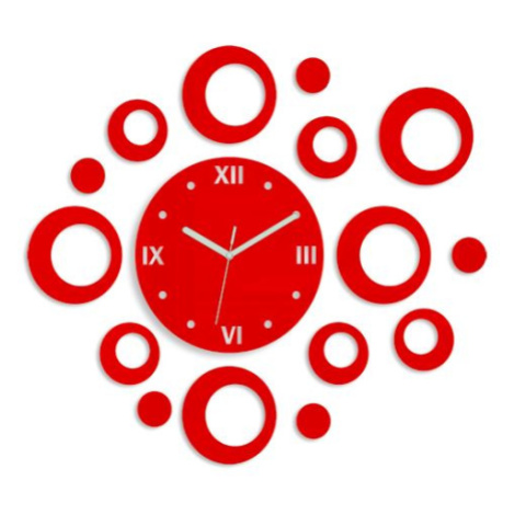 ModernClock 3D nalepovací hodiny Rings červené