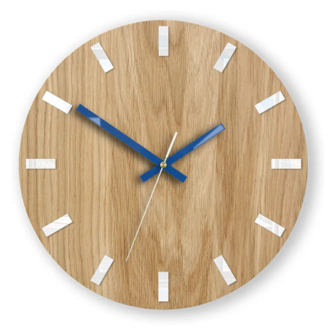 ModernClock Nástěnné hodiny Simple Oak hnědo-modré