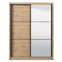 Šatní skříň s posuvnými dveřmi a zrcadlem debby 165 - dub artisan